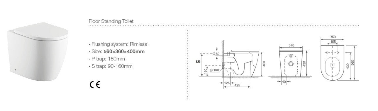 Coppia sanitari in ceramica  filomuro WC e bidet con sedile soft close