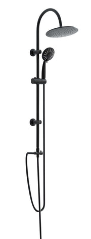 Colonna doccia Sherry nera in metallo tonda con doccetta a 3 getti e soffione anticalcare