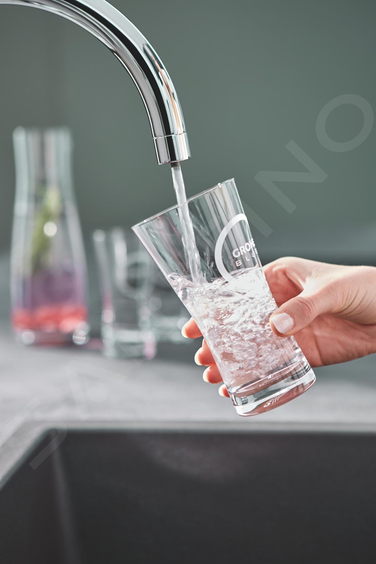 Grohe Blue Pure miscelatore da lavello BauCurve con sistema di filtraggio cromo 30581000