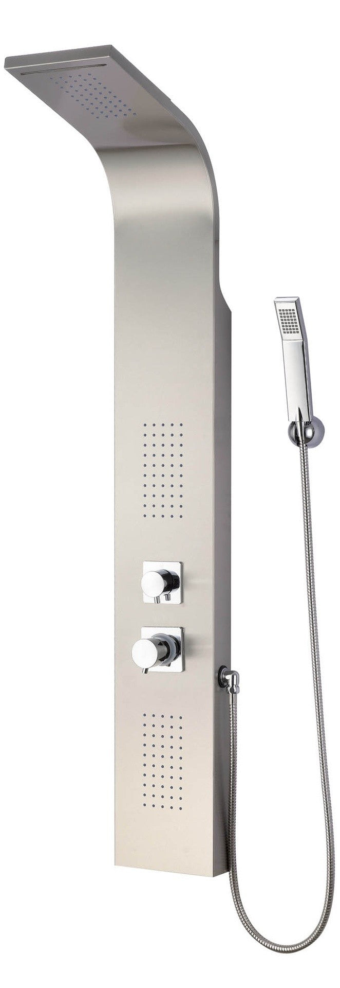 Pannello doccia in acciaio inox Atene con miscelatore, deviatore e 4 funzioni