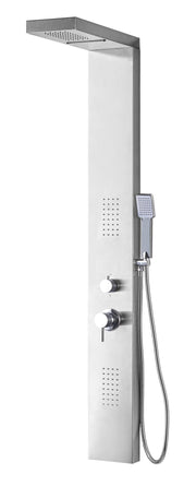 Pannello doccia in acciaio inox MALYA con 4 funzioni e miscelatore in ottone