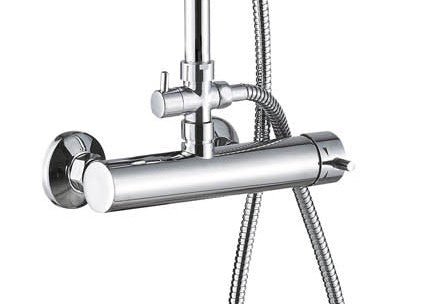 Colonna doccia regolabile in metallo CASSIOPEA con miscelatore in ottone e doccetta a 3 getti