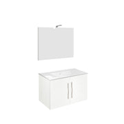 Composizione bagno 81cm , lavabo in ceramica , mobile e specchio con lampada modello Corallo 4055