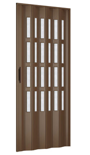 Porta a Soffietto da Interno 82x210 cm in PVC con vetro Niagara Mod. Extra Standard colore noce