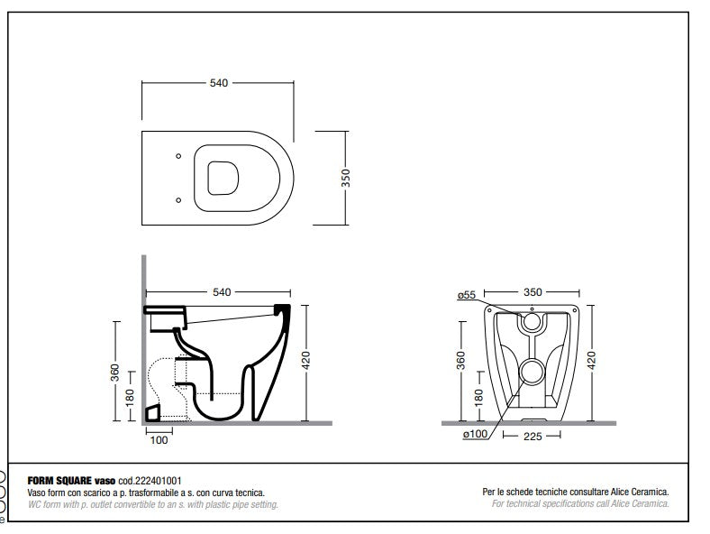 Sanitari serie FORM colore bianco Matt DI Alice Ceramica
