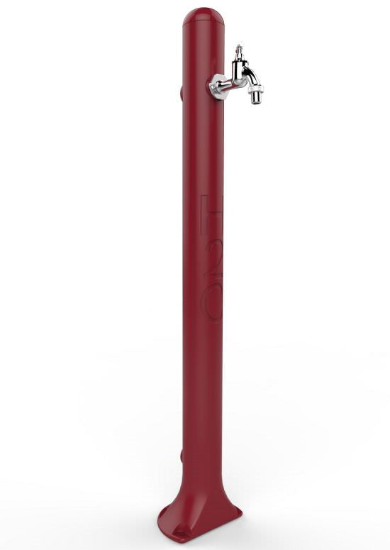 Fontana da esterno Arkema con rubinetto di colore rossa