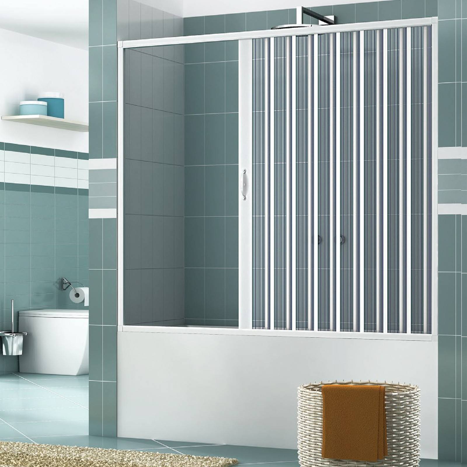 Box sopravasca parete Astra 160 cm apertura laterale a soffietto in PVC