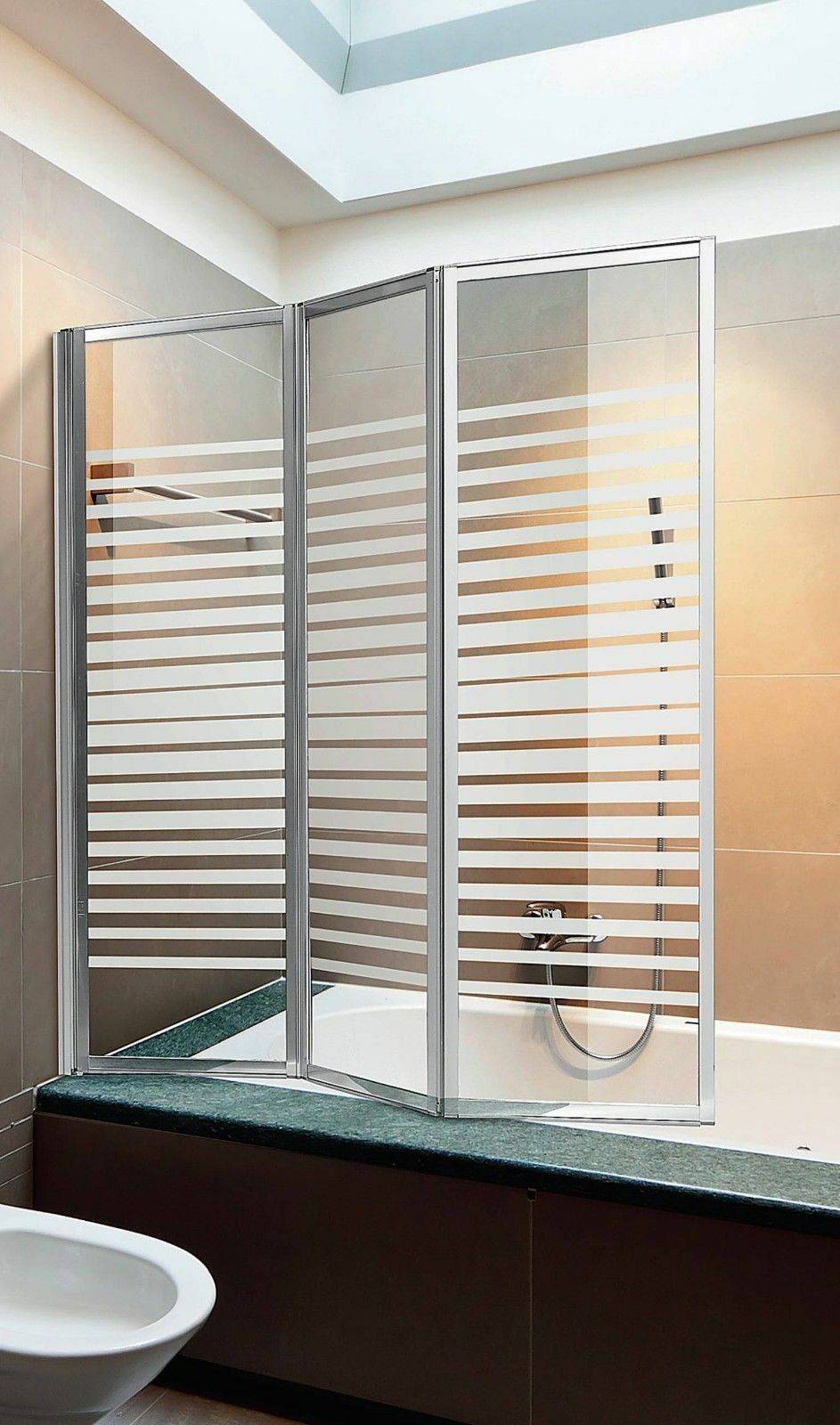 Parete sopravasca a 3 ante 134 x H 140cm in cristallo serigrafato