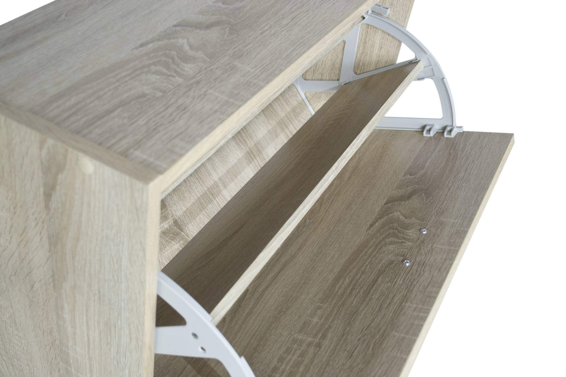 Scarpiera doppia profondità 3 ante, legno Rovere 63X24X115cm