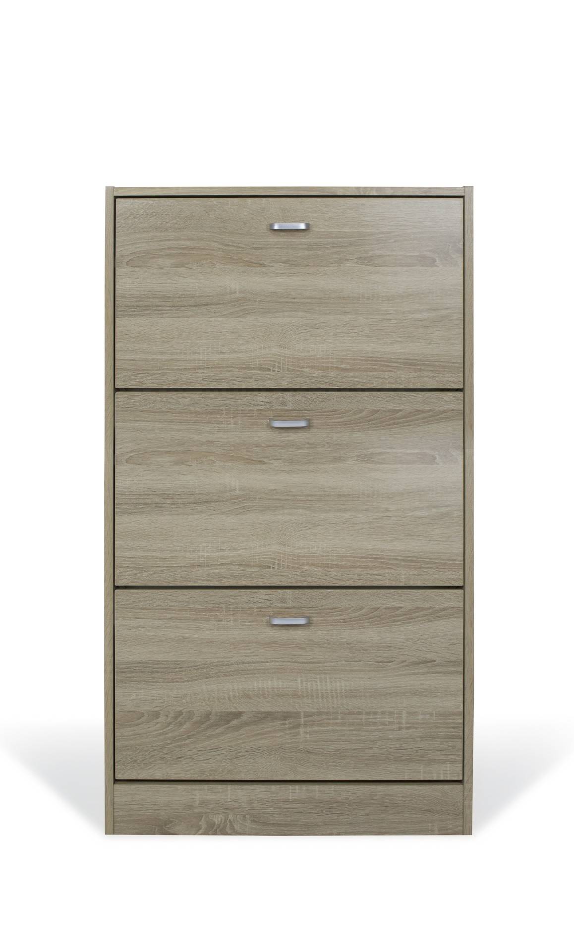 Scarpiera doppia profondità 3 ante, legno Rovere 63X24X115cm