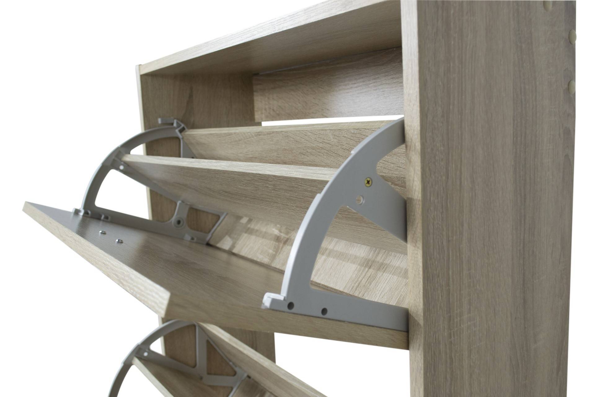 Scarpiera doppia profondità 4 ante, legno rovere 63X24X150cm