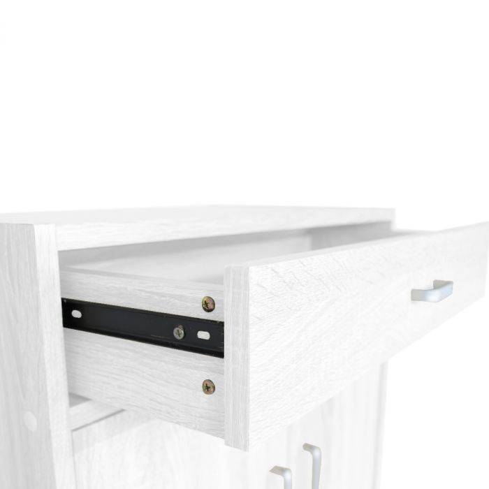 Scarpiera multiuso con 2 ante e 1 cassetto, legno sbiancato 63X33X95cm