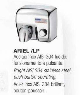 Asciugamani antivandalo in acciaio cromato e pulsante mod. Ariel LP