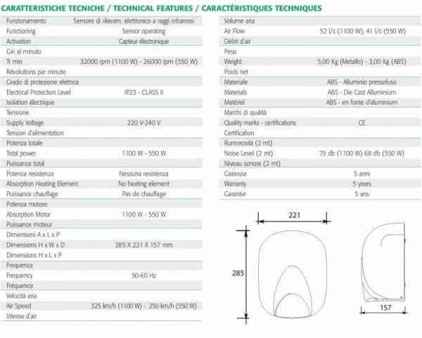 Asciugamani elettrico Ecostream abs 550 eco colore bianco