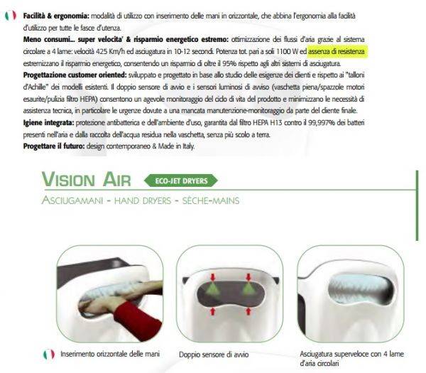 Asciugamani elettrico VISION AIR SF EASY colore grigio