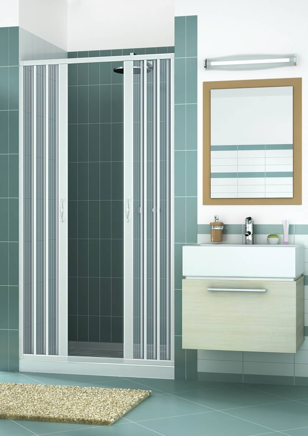 Box doccia mod. Vergine 150xH185cm in pvc a soffietto centrale