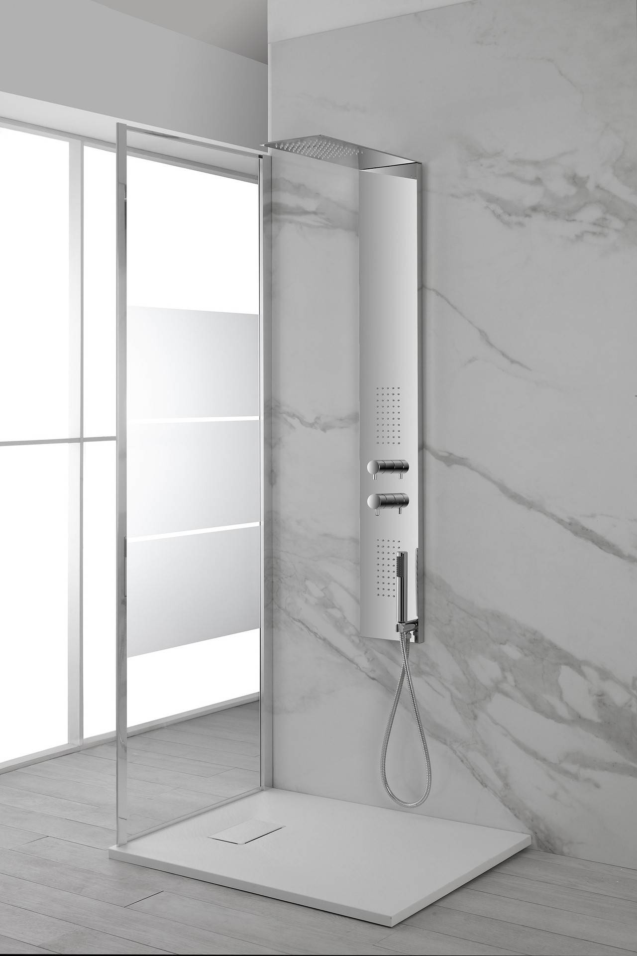 Colonna doccia slim cromo con 3 funzioni selezionabili