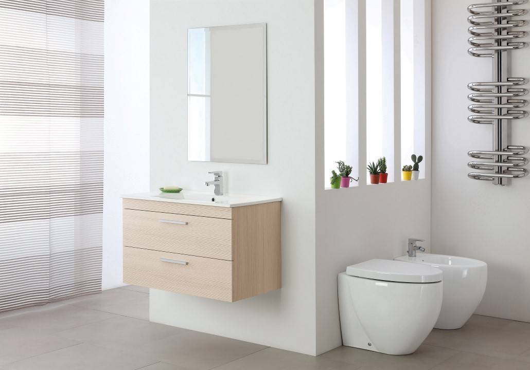 Composizione bagno sospesa linea Stella 80cm colore Larice