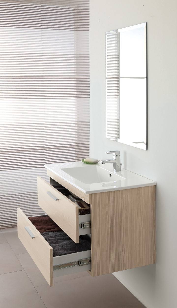 Composizione bagno sospesa linea Stella 80cm colore Larice