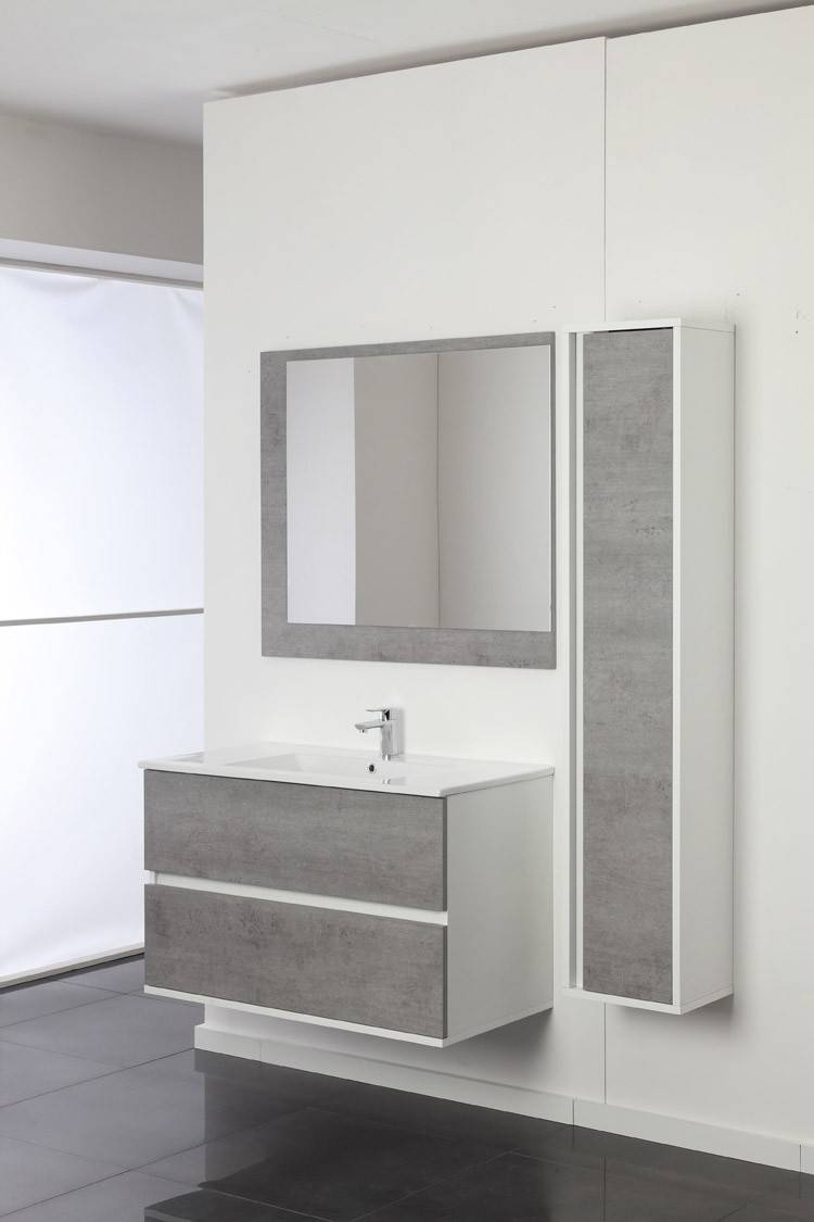 Composizione Bagno sospesa Linea Fabula 90 cm colore cemento
