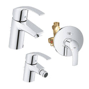 Set miscelatori lavabo+bidet+doccia monocomando con piletta di scarico eurosmart