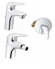 Set miscelatori lavabo bidet e incasso doccia con leva aperta Eurostyle