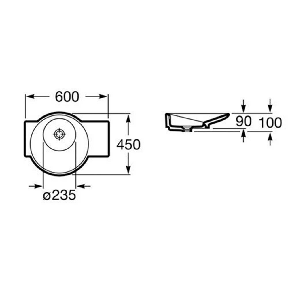 Lavabo in ceramica mod. Urbi Roca con vasca piccola da 60 cm