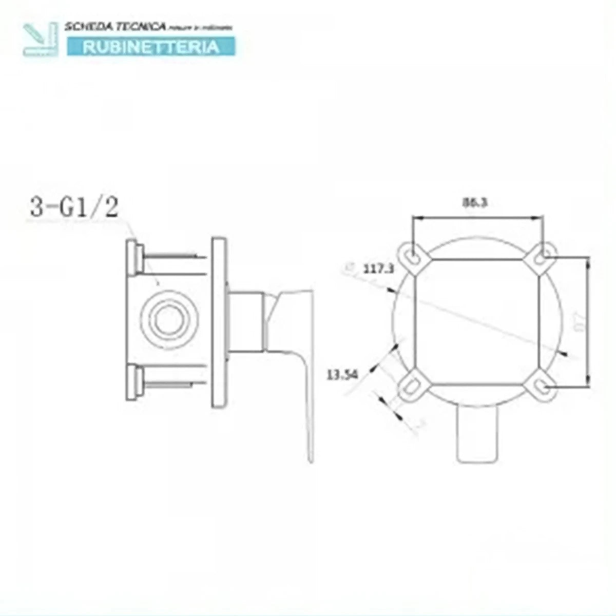 Miscelatore a incasso per doccia nero opaco leva monocomando serie flat