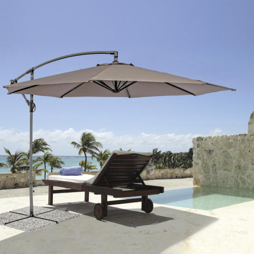 Ombrellone palo laterale 3mt in metallo color ecru'