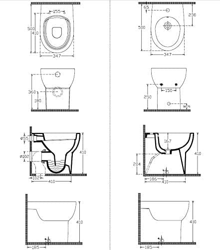 Sanitari bagno mod. ABE wc easy clean + bidet + copri wc senza Brida