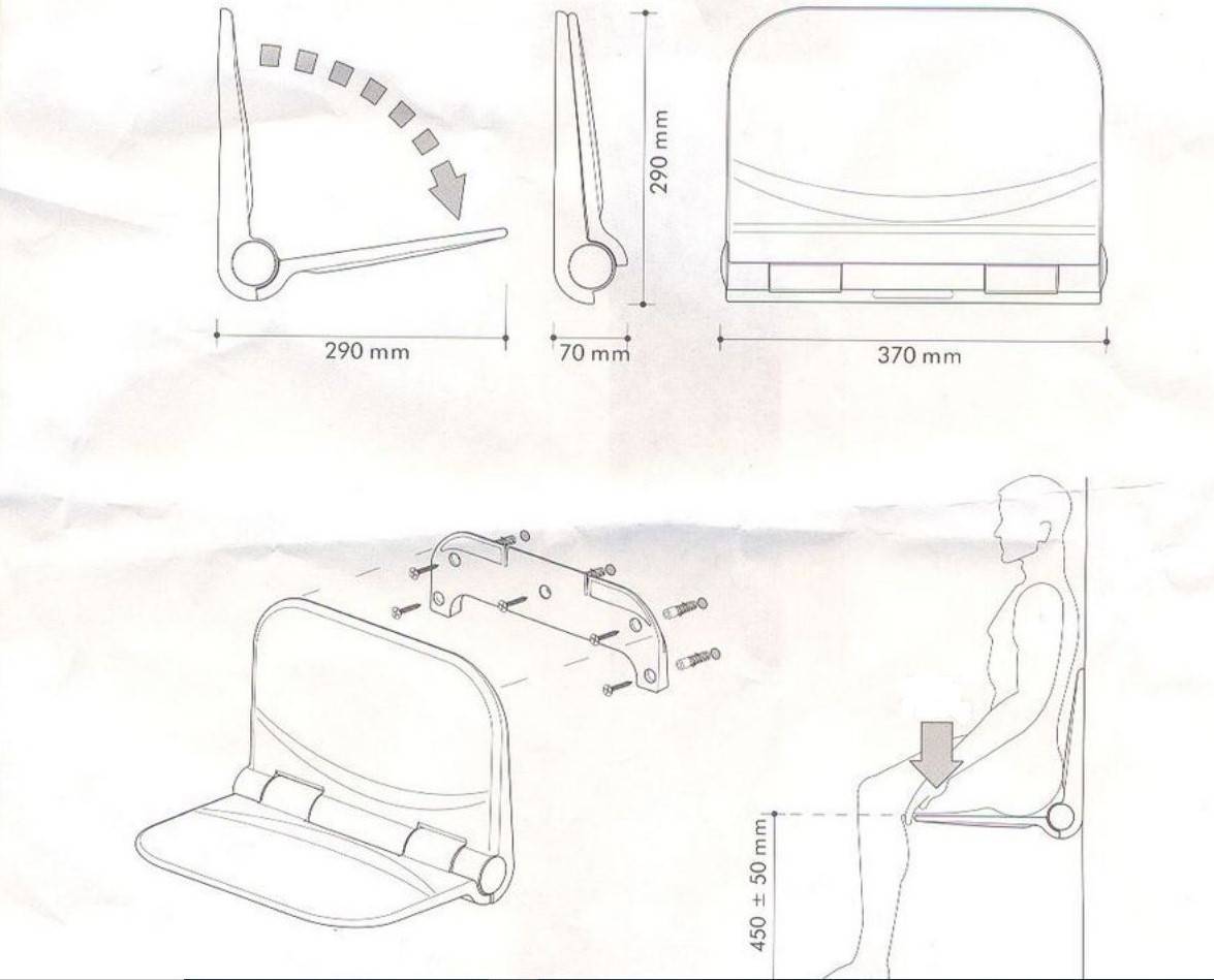 Sedile ribaltabile per doccia in resina colore bianco