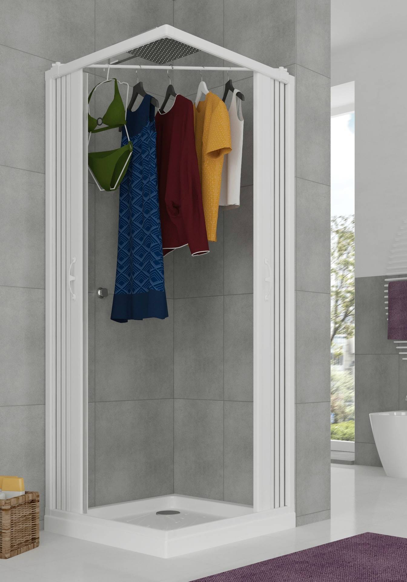 Asta di supporto in pvc per stendipanni per modello box doccia a 2 e 3 lati