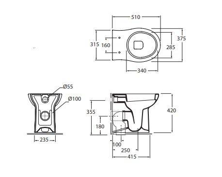 Vaso a Terra Filo a Parete Modello Fast in ceramica bianco