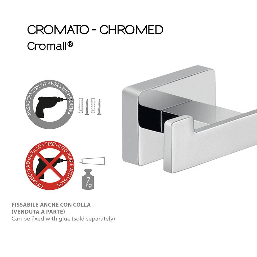 Appendiabiti a muro GEDY linea Atena doppio gancio Cromato