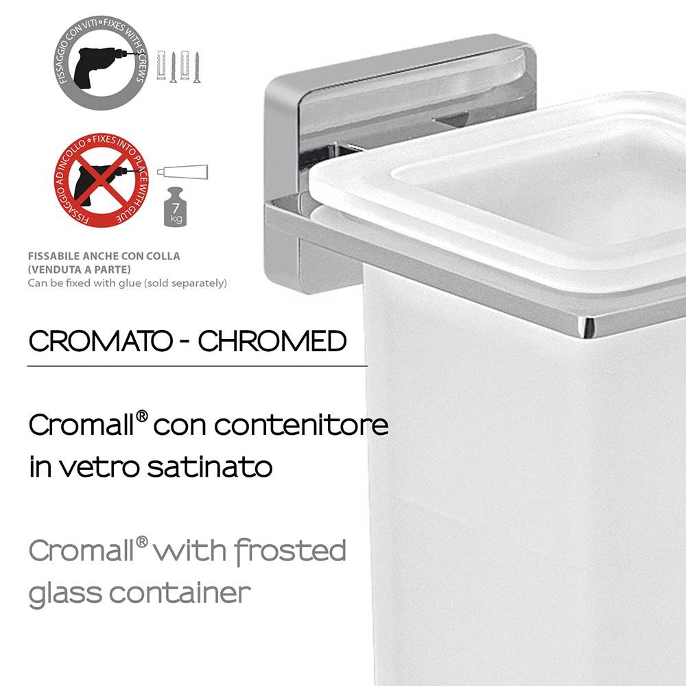 Portaspazzolini a muro GEDY linea Atena in acciaio colore Cromato