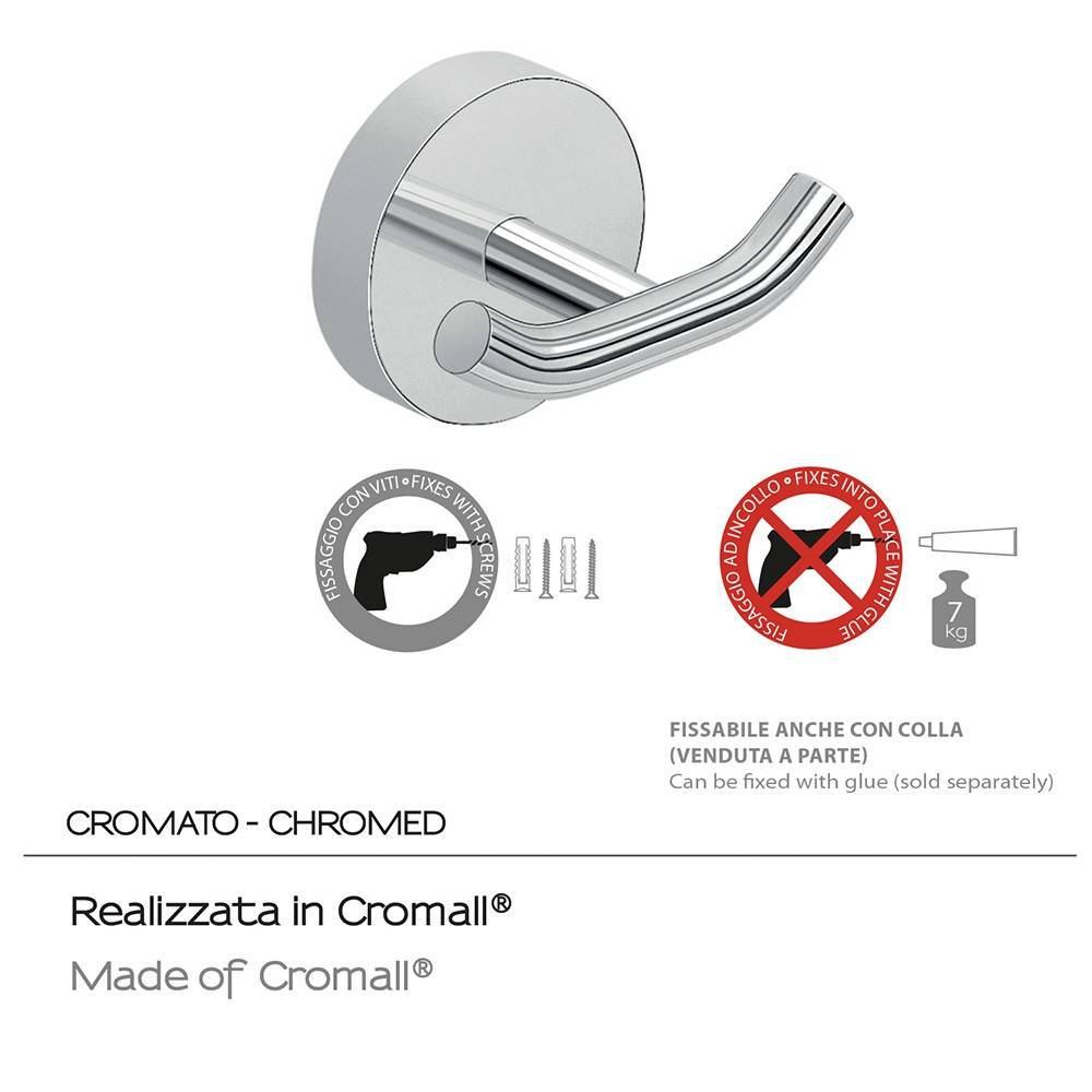 Appendiabiti a muro GEDY linea Eros doppio gancio Cromato