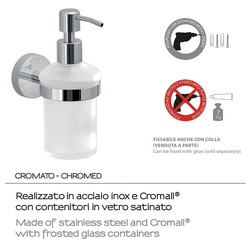 Dosasapone a muro GEDY linea Eros in acciaio Cromato