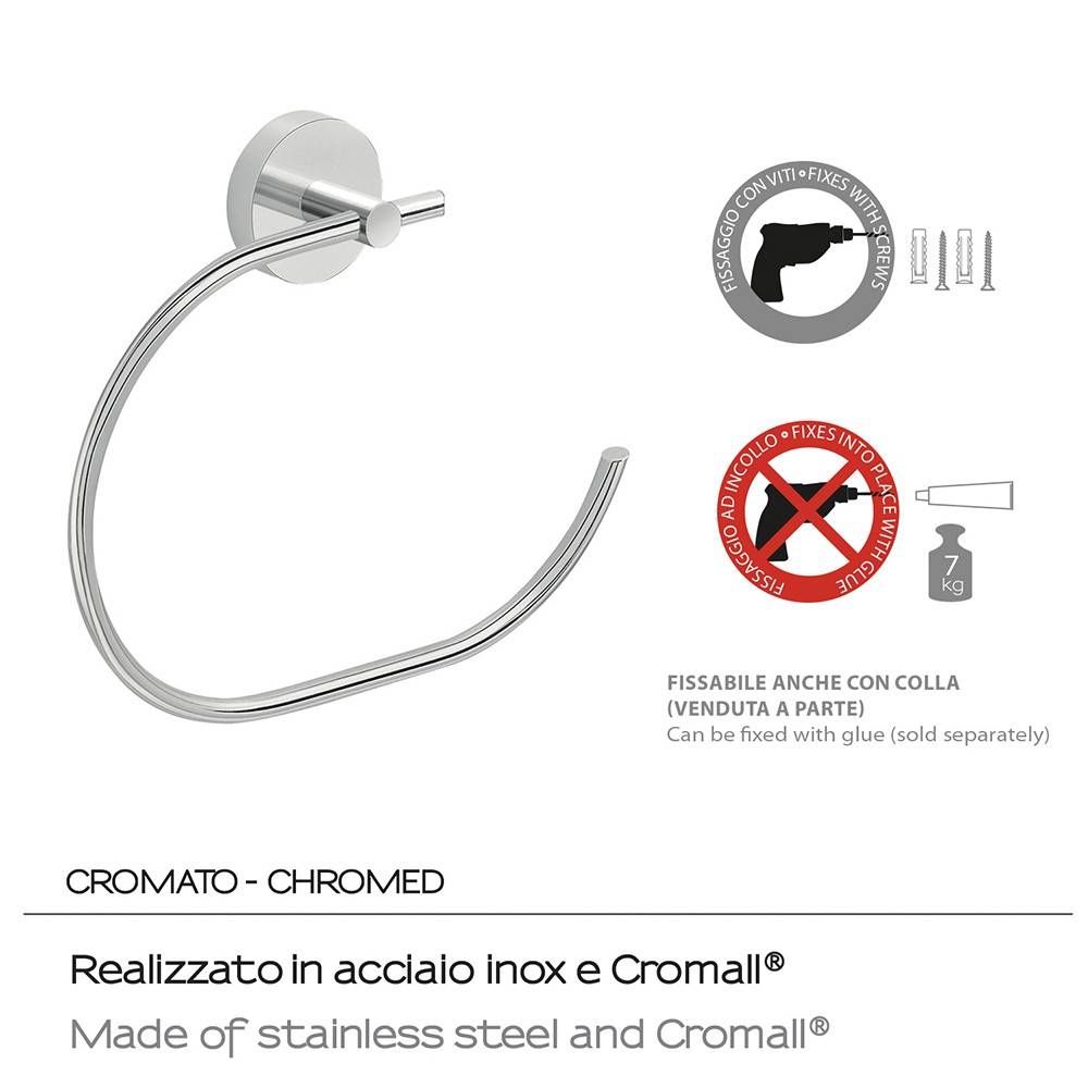 Portasalviette a muro GEDY linea Eros ad anello Cromato