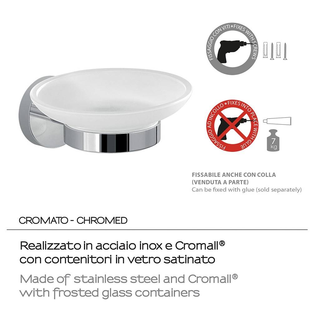 Portasapone a muro GEDY linea Eros in acciaio Cromato