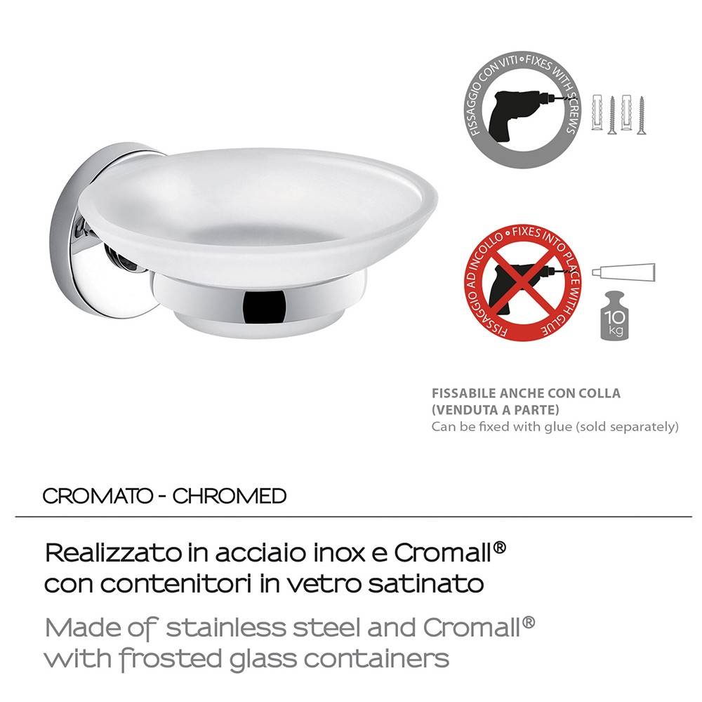 Portasapone a muro GEDY linea Felce in acciaio Cromato