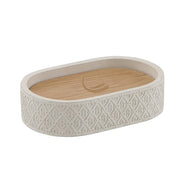 Portasapone d' appoggio GEDY linea Afrodite in cemento e bambù colore Grigio