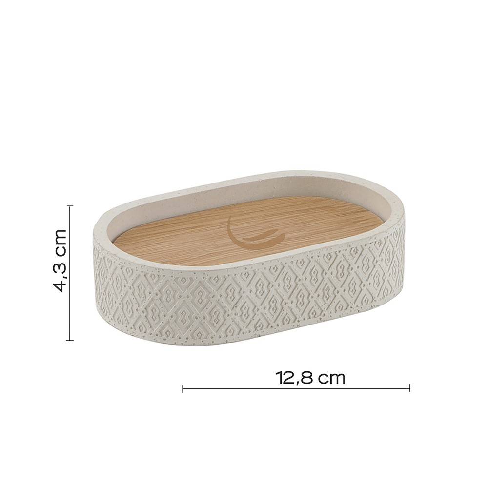 Portasapone d' appoggio GEDY linea Afrodite in cemento e bambù colore Grigio