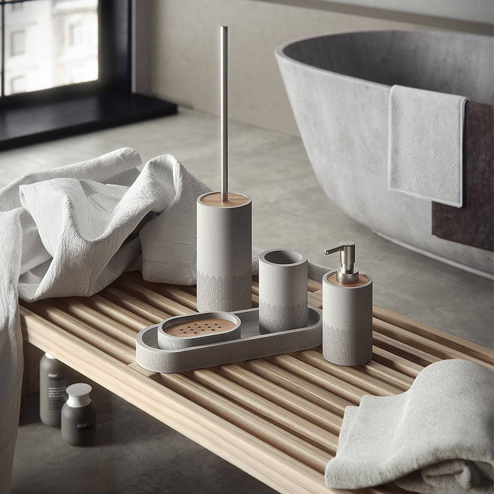 Portaspazzolini d' appoggio GEDY linea Afrodite in cemento colore Grigio