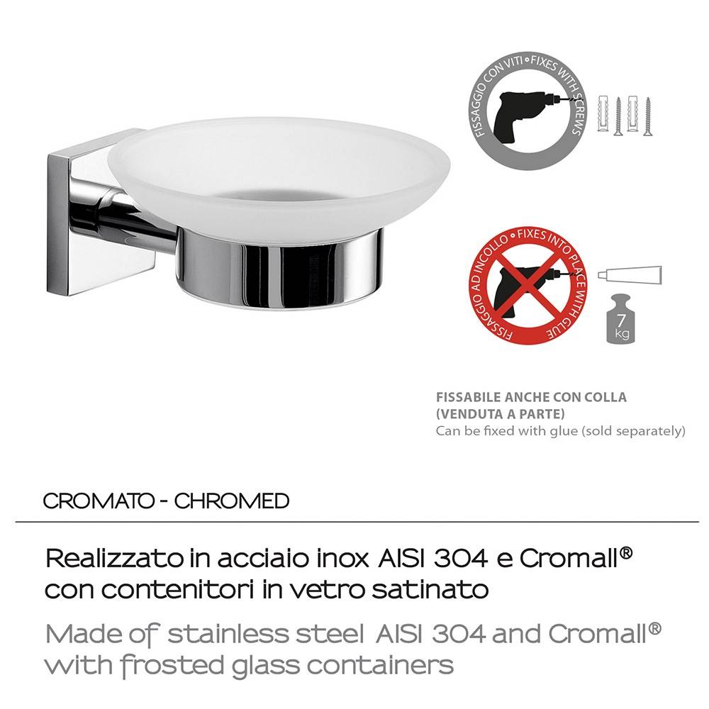 Portasapone a muro GEDY linea Fuji in acciaio Cromato