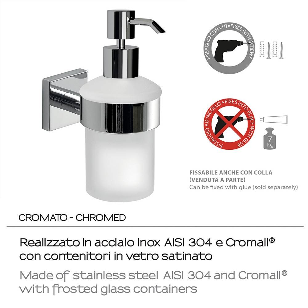 Dosasapone a muro GEDY linea Fuji in acciaio Cromato