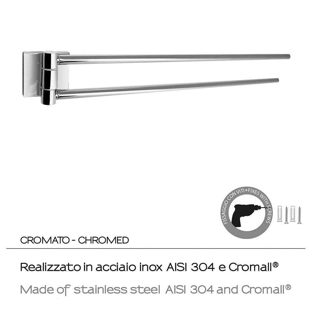 Portasalviette GEDY linea Fuji doppio braccio a snodo Cromato