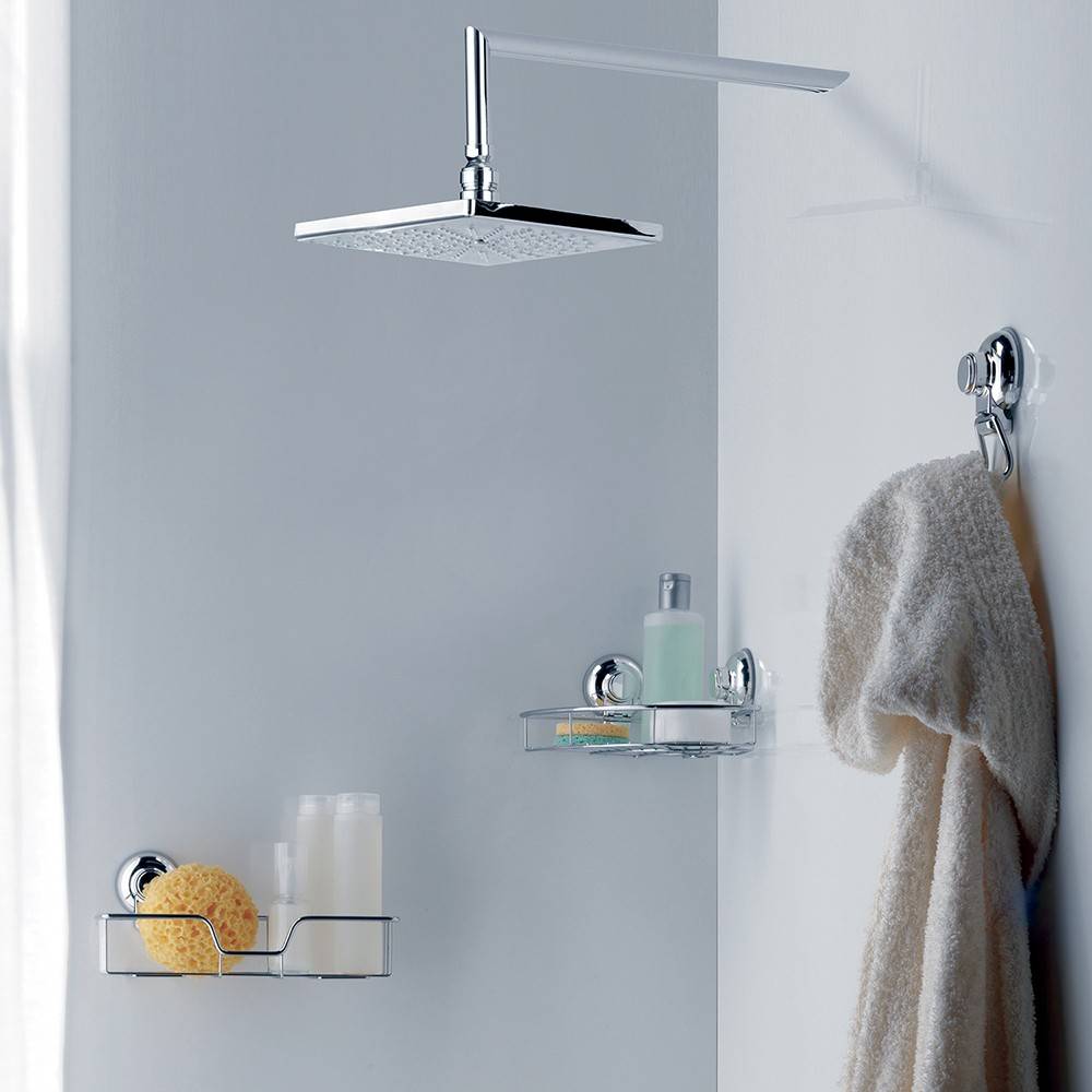 Portaoggetti doccia angolare GEDY linea Hot in filo Cromato a ventosa