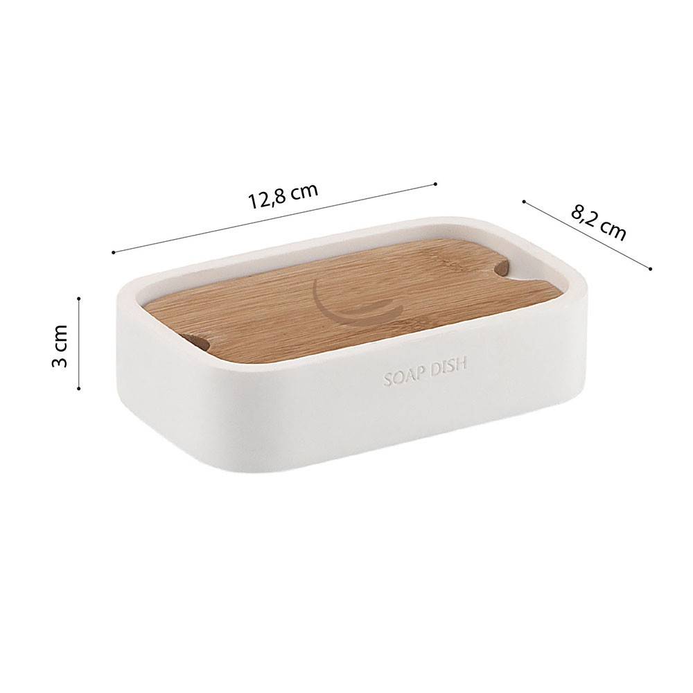 Portasapone d' appoggio GEDY linea Ninfea in resina e legno colore Bianco Matt