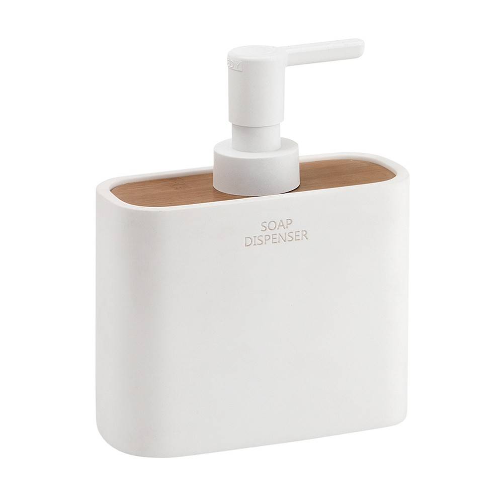 Dosasapone d' appoggio GEDY linea Ninfea in resina e legno Bianco Matt