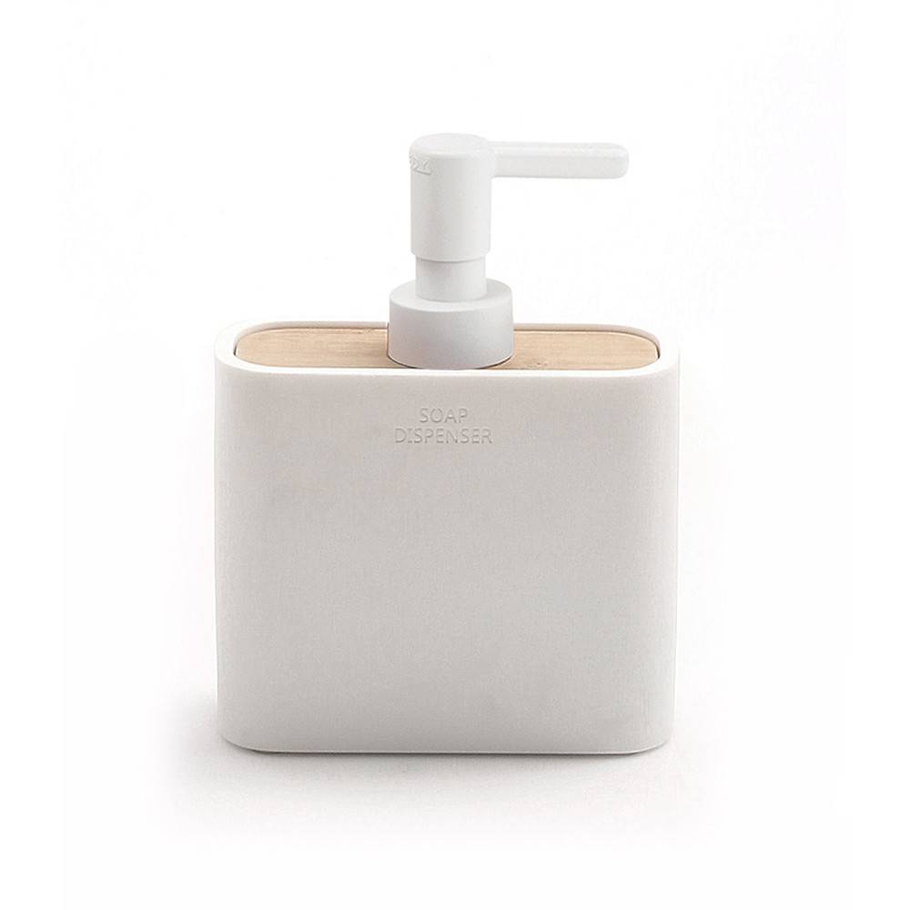 Dosasapone d' appoggio GEDY linea Ninfea in resina e legno Bianco Matt